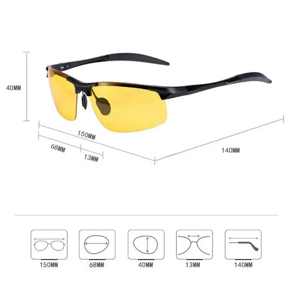 RCAMIAL Photochromic Solglasögon Polariserad Lens UV400 Aluminium Magnesiumbåge Bilkörning Dag och natt Glasögon För män Sport C1 Original