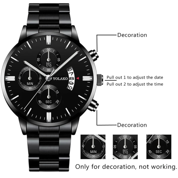 Mode rostfritt stål män watch armband lyx kalender kvarts armbandsur Business klockor för man klocka Relogio Masculino Silver White Bracele