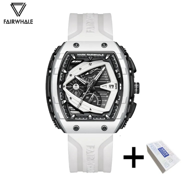 Lyx watch för män Kända märken Mark Fairwhale Original Sport Vattentät Tonneau Mille Quartz Armbandsur Mans Reloj FW-5690-W