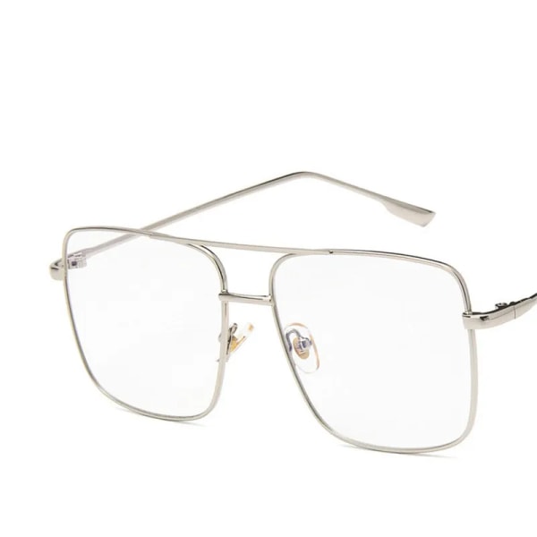 LeonLion Simple Stor Frame Solglasögon Dam Fyrkantiga Solglasögon För Dam Glasögon Feminino Retro Oculos De Sol UV400 Silver As picture