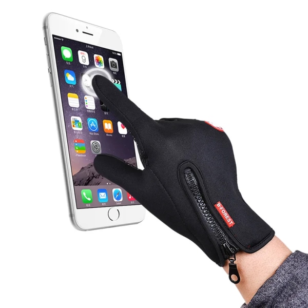 Unisex pekskärm Cykelhandskar Vinter Thermal Varm Full Finger Motorcykel Sporthandskar för Cykel Skidor Utomhus Camping Vandring Orange S