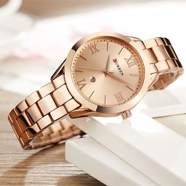 CURREN Guldklocka Watch Damklockor Creative Steel Damarmband Klockor Damklocka Relogio Feminino Montre Femme Rose gold blue