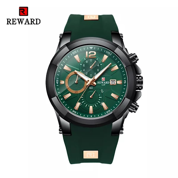 REWARD Mode Watch Vattentät Chronograph Timepiece Man Sport Date Quartz Armbandsur Anti-Scratch Luminous Watch Black