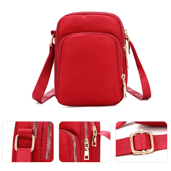 Mode Kvinnor Handväska Crossbody Dragkedja Mobiltelefon Axelväska Dam Kvinna Multifunktion Handväska Ny Hot Red