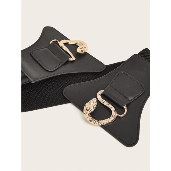 Elastisk gotisk korsett Mujer Pu Läder Gummi Ormspänne Dam Korsett Bälte Mode Casual Svart Brett Bälte För Klänningar Höst Dark Grey 75cm