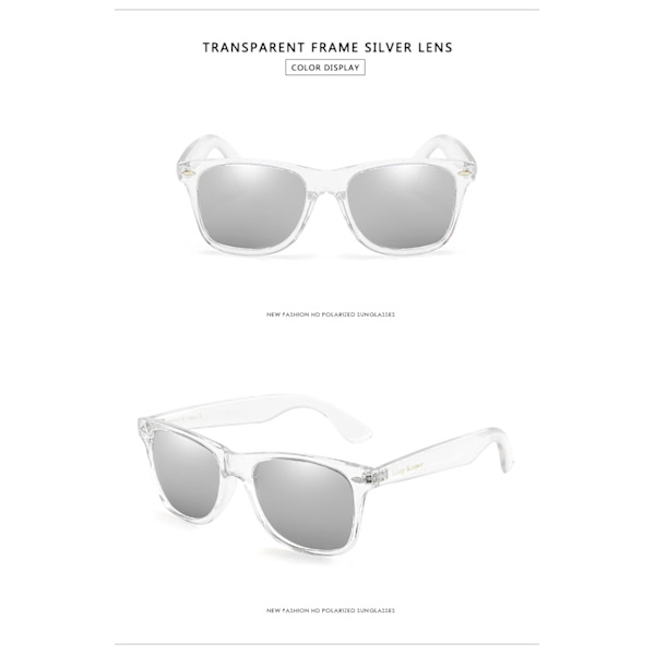 Spegelpolariserade solglasögon Dam Herr UV400 Night Vision Goggles Brand Design Transparenta solglasögon med LOGO LongKeeper transparent silver