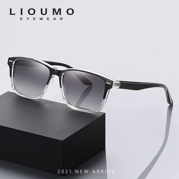 LIOUMO 2022 Ultra Light TR90 Solglasögon för män Polariserade glasögon Dam fyrkantig körglasögon Gradient Glasögon gafas de sol Black-Gradient Gray