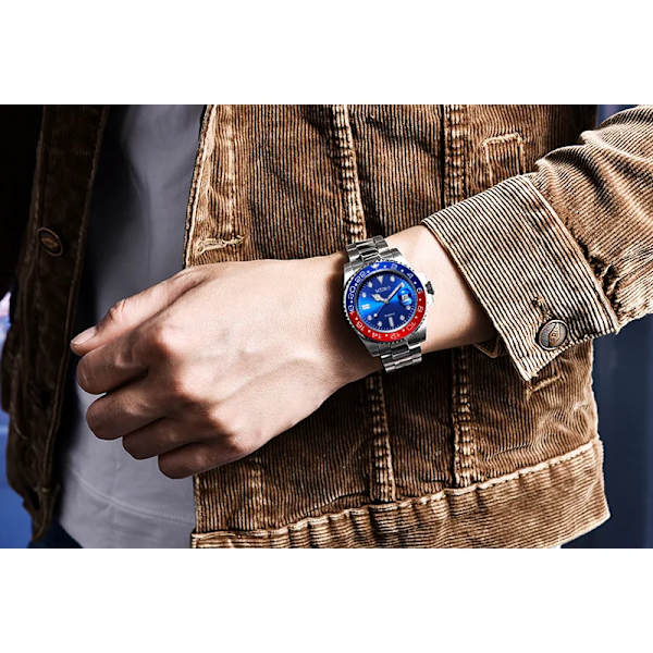 Ny herrklocka Luxury Business Watch Blue Dial Date Watch Herrband i rostfritt stål Mode Armbandsur för män Watch Masculino SSN2