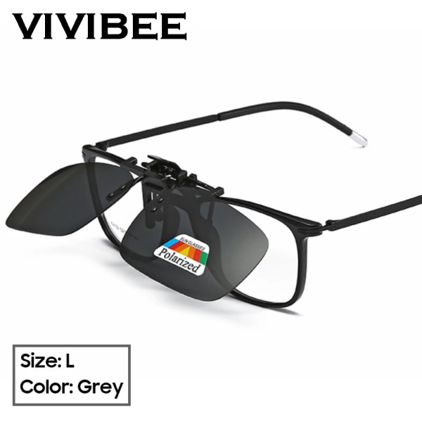 VIVIBEE Men Polarized Flip Up Clip on Solglasögon Svart Körning UV400 Kvinnor Square S M L Goggles Night Vision Fiskeglasögon 2 Night Vision L Size-with case