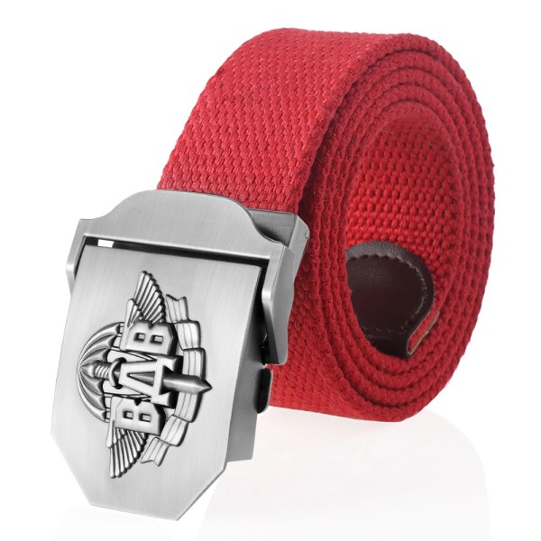 SupSindy män Canvasbälte 3D ryska luftburna trupper VDV metallspänne jeansbälten för män Army Military Taktisk Bälten Man Strap Red 100cm