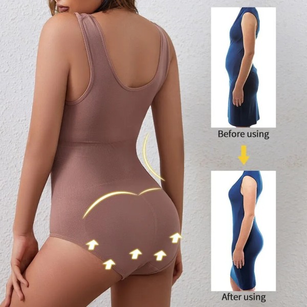Kvinnor Waist trainer Body Slim Full Body Shapewear Seamless Jumpsuits Magkontroll Toppar Bodysuits för att gå ut Auburn S