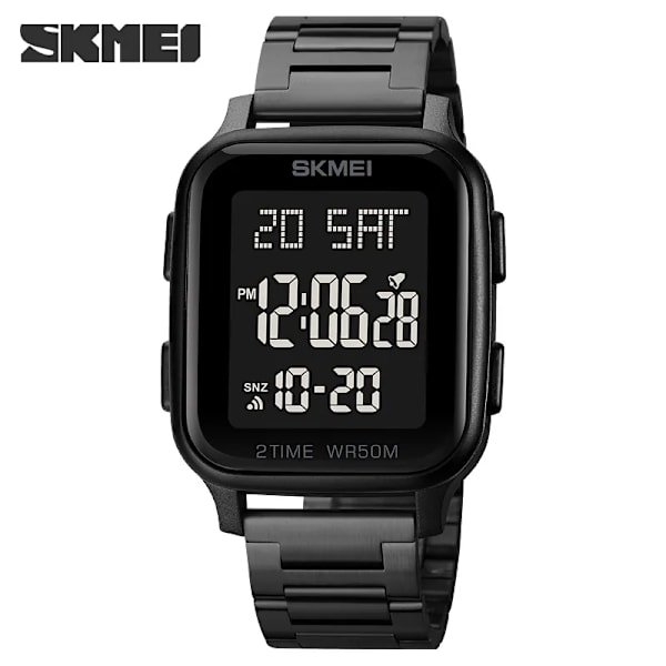 SKMEI Herrklockor 2 Time Digital Movement Watch Sport Countdown Clock 50M Vattentät Led Light Armbandsur Reloj Hombre Gold