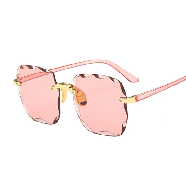 Fyrkantiga solglasögon Kvinna Märkesdesigner Mode Bågfri Gradient Solglasögon Skärmar Skärlins Dam Ramlösa glasögon Pink as picture