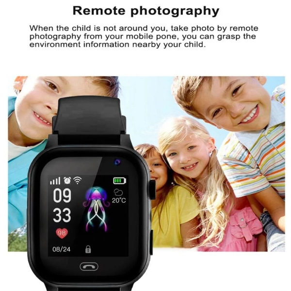 Ny Kid 4G Smart Watch SOS GPS Plats Videosamtal Sim-kort för barn SmartWatch kamera Vattentät watch för pojkar flickor Black