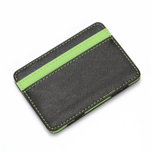 PURDORED 1 st Magic Card Holder Solid Herr Visitkortsfodral Konstläder Case Plånbok Herr Casual Reseplånbok green