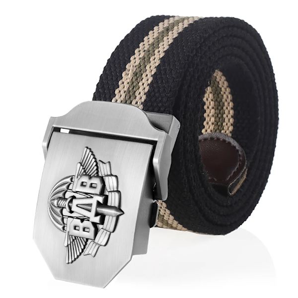 SupSindy män Canvasbälte 3D ryska luftburna trupper VDV metallspänne jeansbälten för män Army Military Taktisk Bälten Man Strap Black stripes 100cm