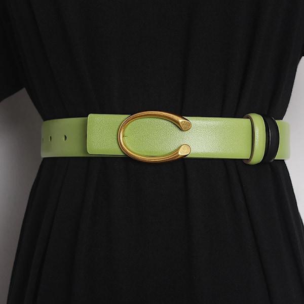 Kvinnors landningsbana, dubbelsidig, äkta läder Cummerbunds Damklänning Korsetter Midjeband Bälten Dekorationsbälte TB2027 B green 2.8cm One Size