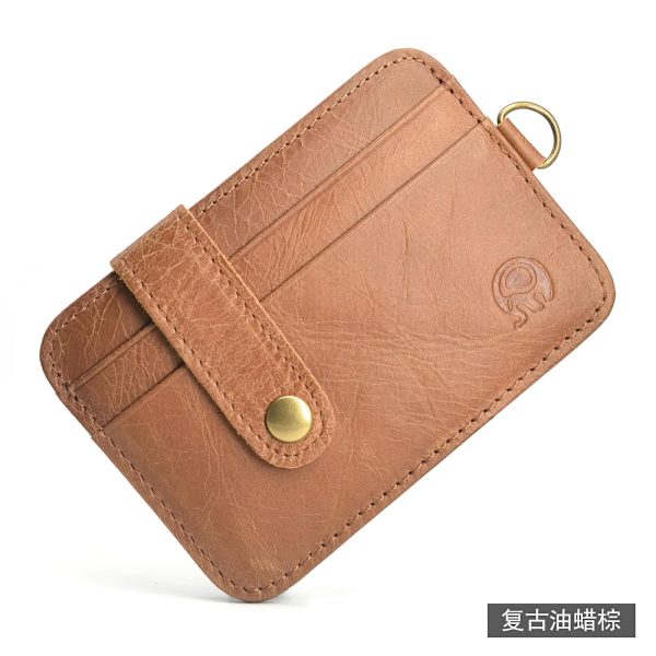 Retro unisex ung smal minimalistisk plånbok Kohud Läder VIP ID Kreditkortshållare Kort handväska Läder Bank Multi Slot Card brown