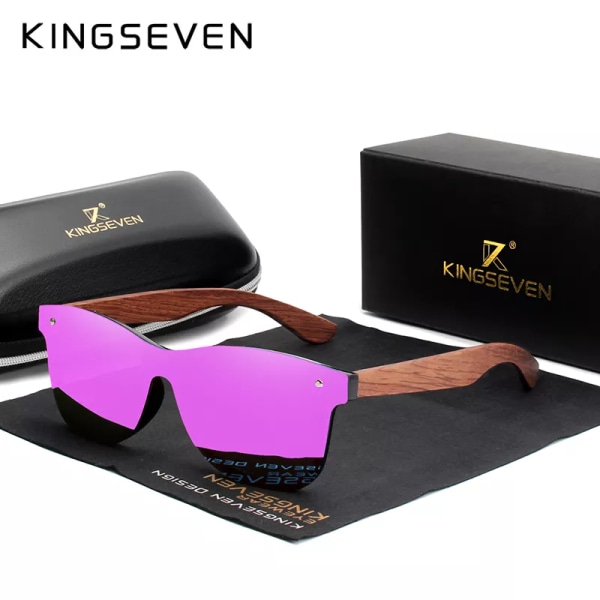 KINGSEVEN Naturligt trä Solglasögon Män Polariserat Mode Solglasögon Original Trä Oculos De Sol Masculino Purple bubinga wood Original