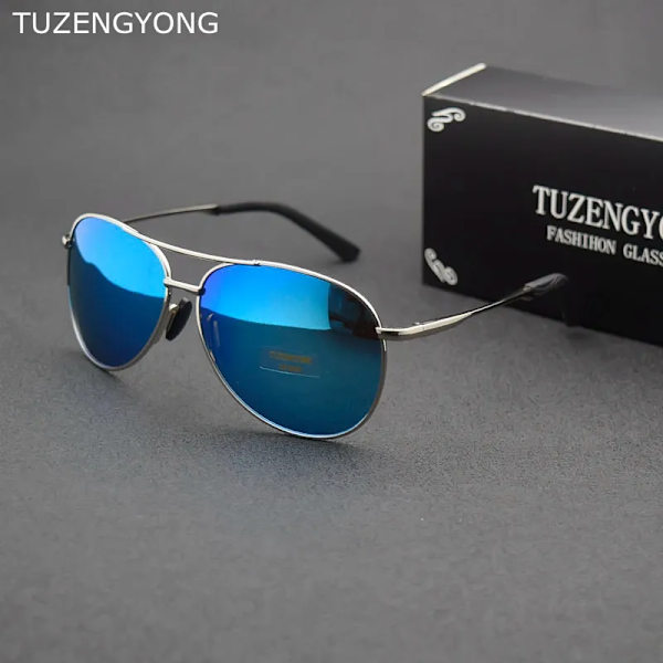 TUZENGYONG 2023 Brand Alloy Herrsolglasögon Polarized UV400 Lens Solglasögon För Herr Pilotglasögon Oculos de sol Hög kvalitet T8013 C05 no box