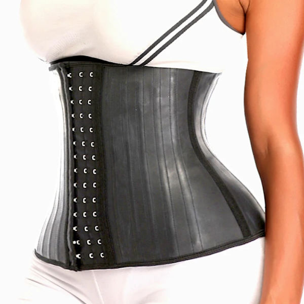 AfruliA Faja Colombiana Latex Timglas Fast Waist Trainer 25 Stålben Lång Torso Underbyst Korsett Cincher Sportgördelrem Latex black XXXXXL
