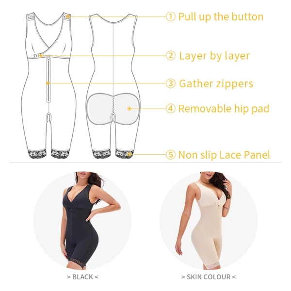 Kvinnor Postpartum gördel Shapewear Magkontroll Öppen byst Helkroppsformare Bantning Bodysuit Waist trainer Fajas S6XL Beige 4XL