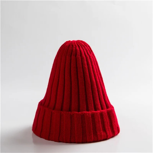 Unisex Bomullsblendade Varma Mjuka Stickade Mössor Hip Hop Vintermössor Beanies För Flickor Höstmössor Skullies Beanies Red