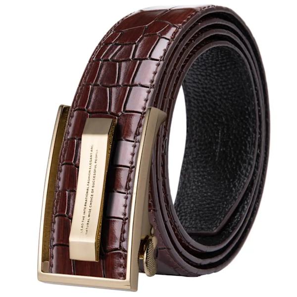 Hi-Tie Herr Designer Mode Rött Läderbälte Herr Guldspänne Lyxigt Coolt Läderbälte för jeans Röd krokodilrem DJ-2036-C 2022-DJ-C 110cm