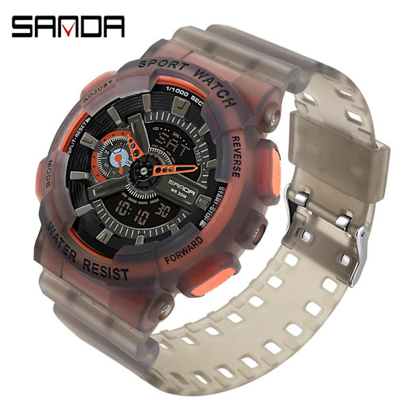 Sanda nya 3029 watch lysande modepersonlighet Electronic Watch watch Shell Man Watch orange