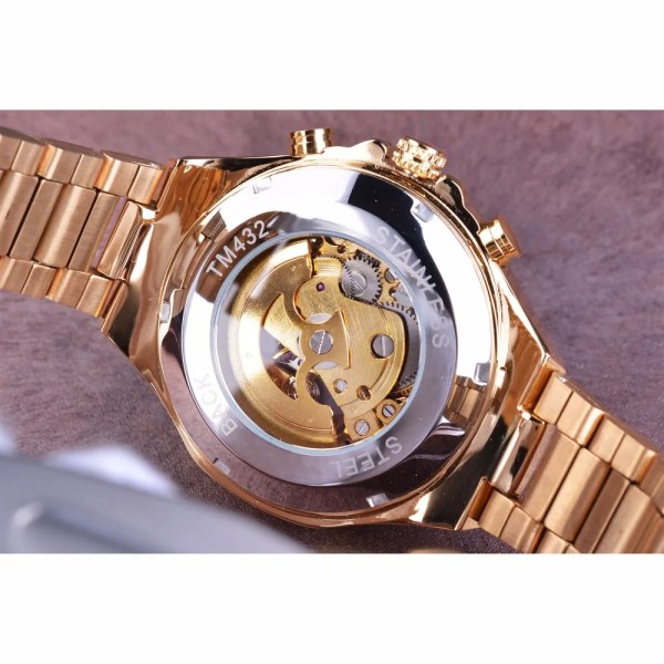 Vinnare Nytt nummer Sport Design Bezel Golden Watch Herrklockor Toppmärke Lyx Montre Homme Klocka Herr Automatisk Watch GMT107