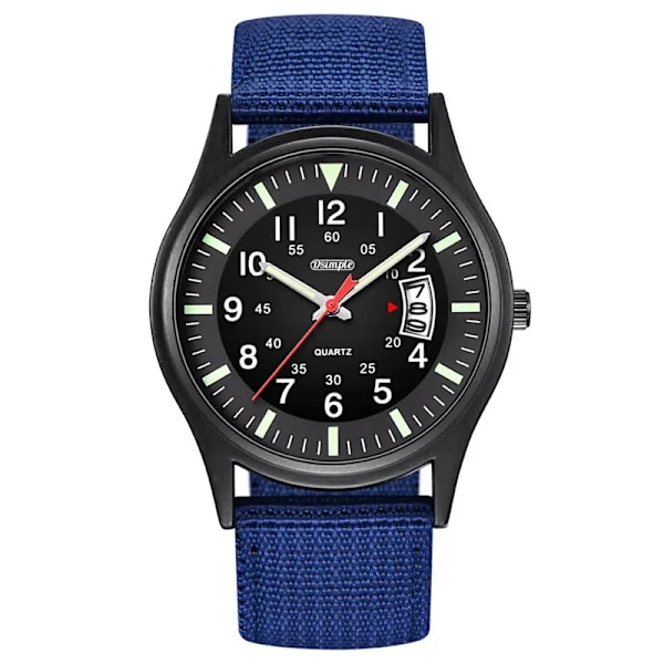 Mode Herr Nylon Klockor Lyx Herr Army Militär Quartz Watch Kalender Datum Armbandsur Relogio Masculino Blue