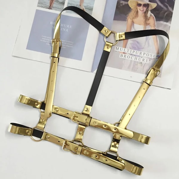 NYHET Punk Harajuku O-Ring Strumpeband färg Läder Kropp Bondage Bur Skulptering Sele Midjebältesremmar Hängslen Bälte guld silver E003