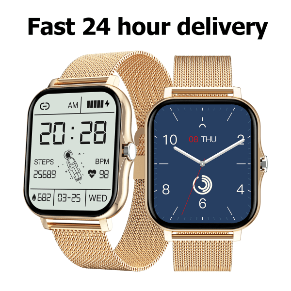 Multifunktionell Smart Watch Watch Bluetooth svar Telefon Smart Watch Full Touch-telefon för män Fitness Watch Gold(.1437)