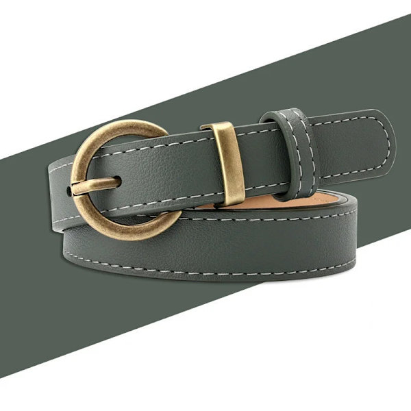 Tunt läder Dam Bältesrem Svart Vit Brun Dam Bälten Dam Klänning Bälte Flickor Byxor Jean Midjebälte Khaki 106X2.4CM
