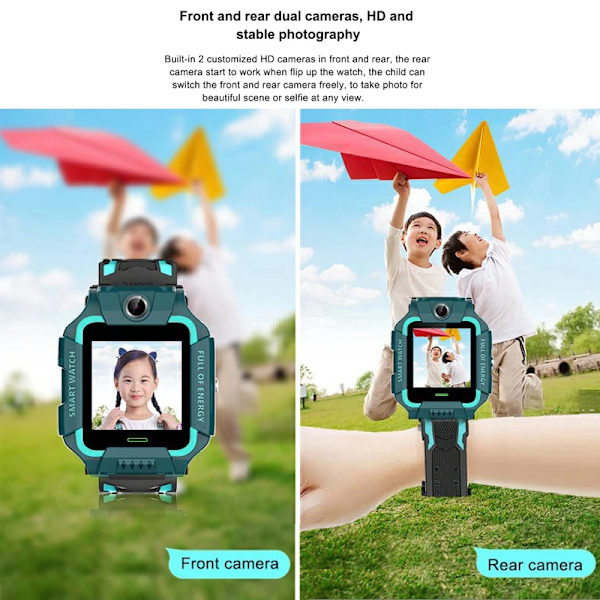Barn Smart Watch Sim-kort SOS Ring Telefon Smartwatch För Barn Foto Vattentät Kamera Plats Tracker Present för pojkar och flickor W19-360 Red