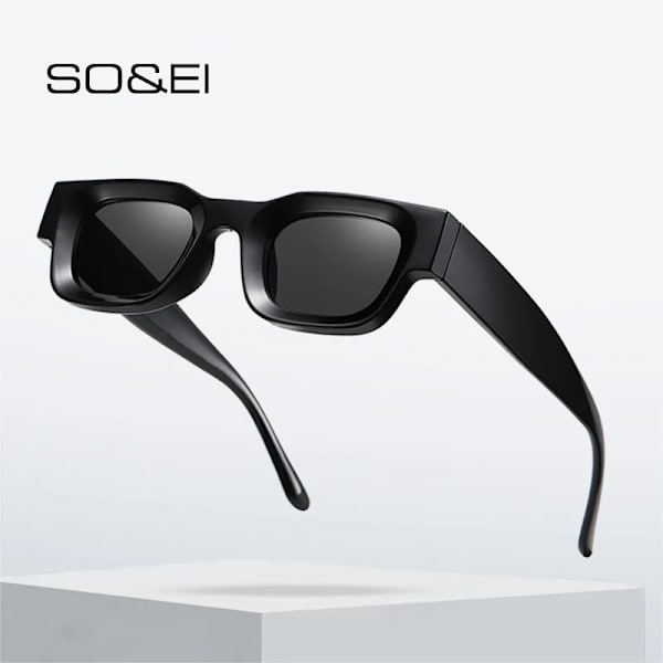 SO&EI Ins Populärt mode Små fyrkantiga polariserade solglasögon Dam Retro Punk Shades UV400 Män Trendiga solglasögon Leopard clear As the picture
