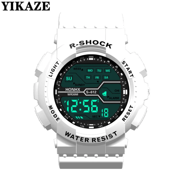 YIKAZE Multifunktions Watch för män LED Digital watch Stor urtavla Vattentät Lysande Herr Watch Elektroniska klockor C-Army-green