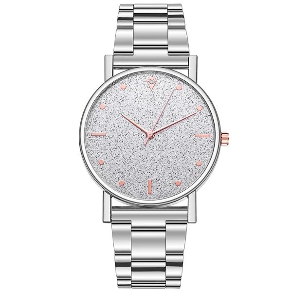Svart Watch 2023 Toppmärke Lyx Stjärnhimmel Dam Rostfritt stålband Analog Quartz Armbandsur för 09 Silver-Silver