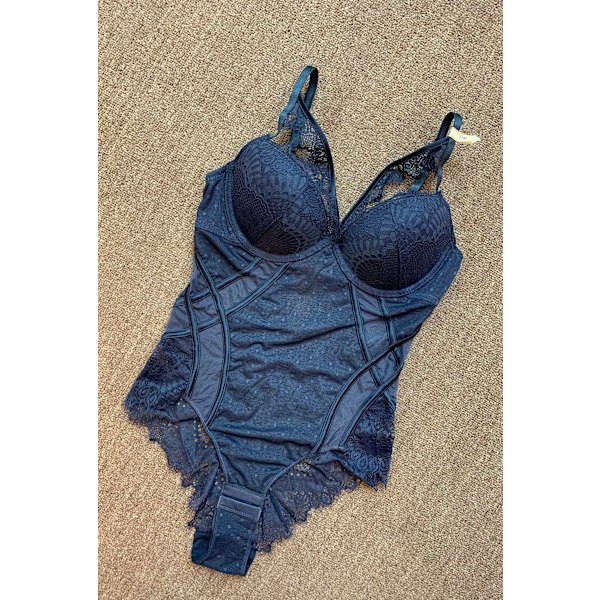 Dambody med kupor Sexig spets Bygel Underkläder BH Set Vit Push Up Incanto Underkläder 2st för Blue
