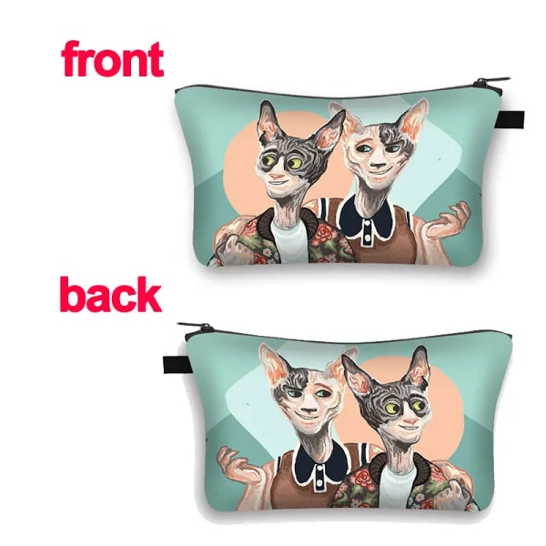 Sphynx Cat Print Kosmetikväska Kvinna Multifunktionell Skönhetsväska Dammtät förvaringsväska Dam Rese Case flickor Makeupväska shzbwumaom19