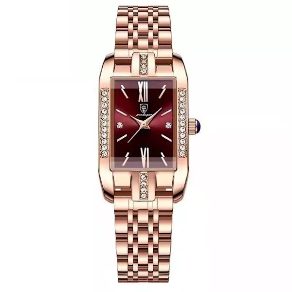 POEDAGAR Högkvalitativ watch Toppmärke Lyxigt Mode Affärsrektangel Vattentät Kvarts Damklockor i rostfritt stål Gold Wine Red Steel