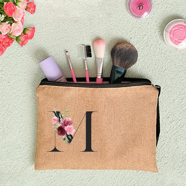 Anpassat namn Blomma Brev Kosmetikväska Bachelorette Party Neceser Makeup Väskor Dragkedja Toalettartiklar Organizer Brudtärna Presenter D4BaleM