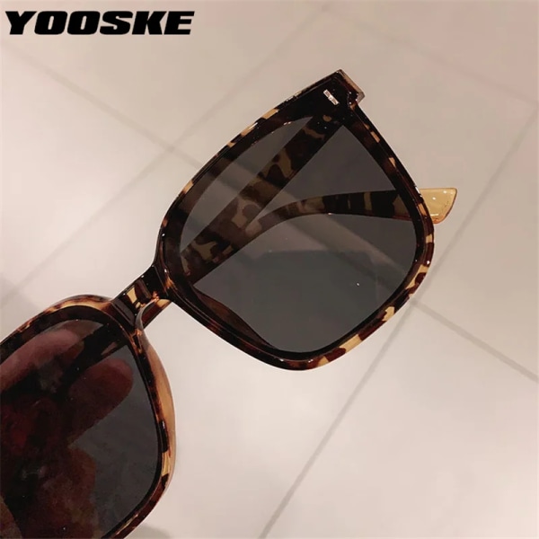 YOOSKE Retro polariserade solglasögon Herr Dam Populära fyrkantiga solglasögon Dam Svarta Glasögon Driver Goggles UV400 Spegel Leopard Unpolarized
