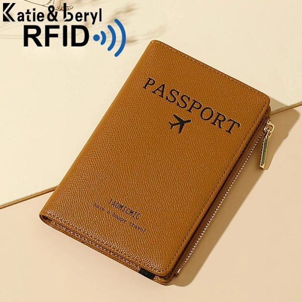 Band PU Läder Cover RFID-blockering för kort Resepasshållare Plånbok Organizer Herr Kvinnor Case Gray