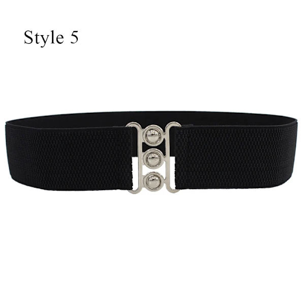 65 cm Klassisk svart korsett Elastiska bälten för kvinnor blad Metallspänne Stretchbälte Cummerband Bred bälte Klänning Kappa Midjeband style 5 one size
