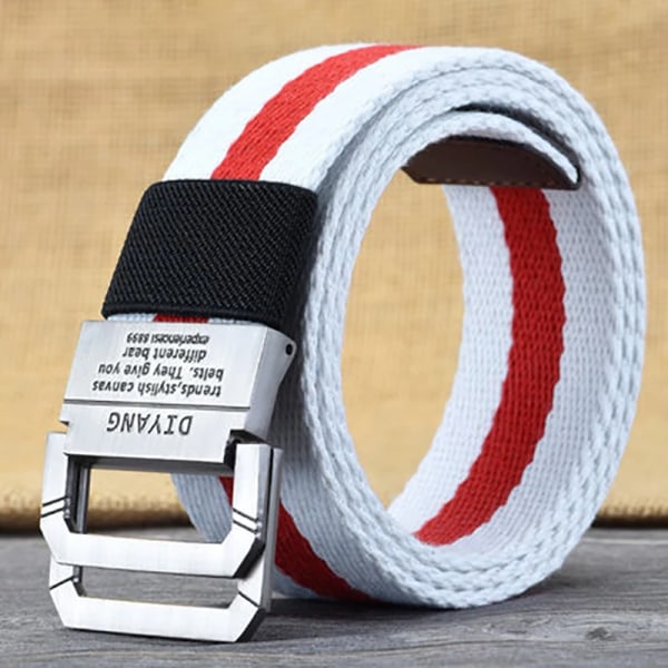Vår och höst Ungdom Dubbelring Spänne Färgmatchning Justerbar längd Jeans Canvas Dam- och Herrbälte Type 8 130cm