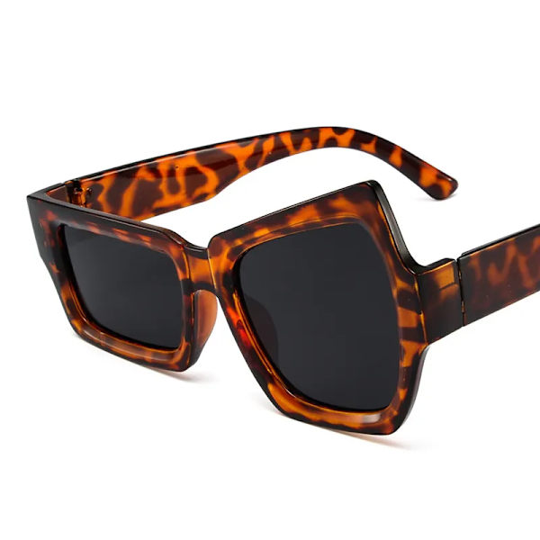 Mode Irregular Square Solglasögon Man Mode Märke Designer Personlighet Solglasögon Man Vit Svart Spegel Oculos De Sol Leopard Other