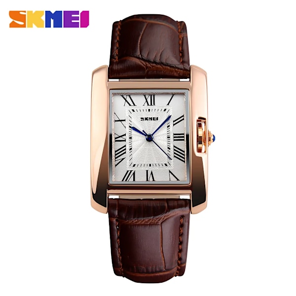 SKMEI Märke Dam Quartz Klockor Mode Elegant Watch Retro Läder Dam Vattentät klocka Armbandsur Relogio Feminino brown