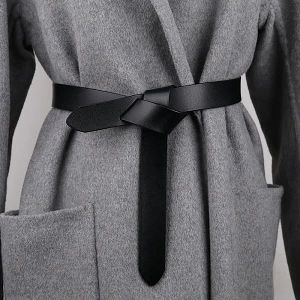 Ny design ko äkta läder jeans knutna bälten för klänning Tunn dam bälte VARMT Inget spänne Joker Lady Knot Strap Mjuk kappa Party Camel 110cm