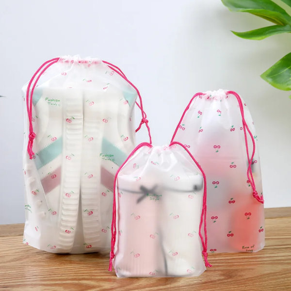 1 ST Transparent Vattentät Resekosmetikväska Case för kvinnor Badkar Smink Organizer Toalettartiklar Tvätt Skönhetssats Förvaringspåse 1pc Cherries 20x30cm